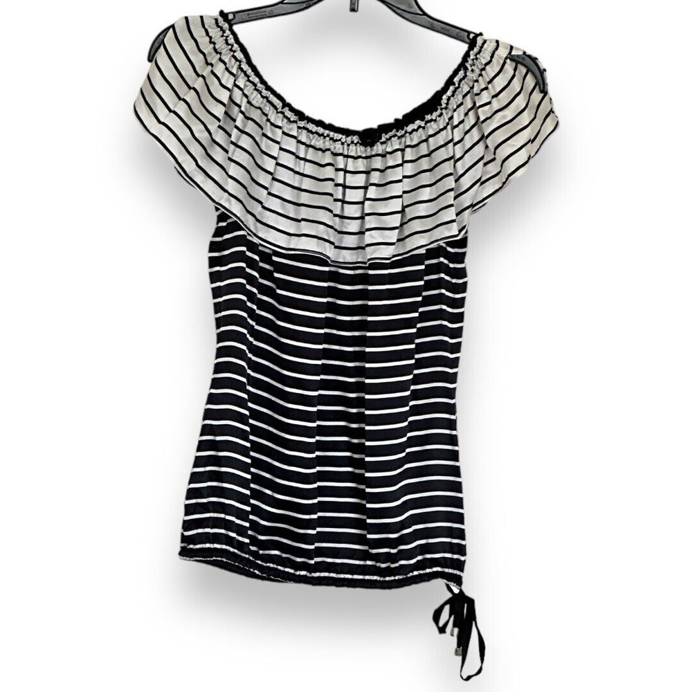 White House Black Market 100% Silk Stripe Tiered Tank Top Size XS